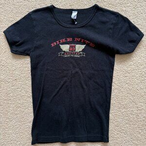 Bike Nite Hooters Black Womens T shirt Size M/OS